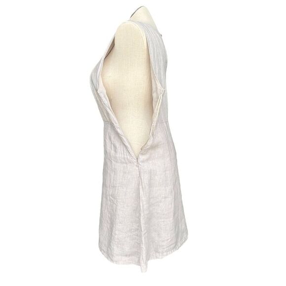 Tahari Women's Beige Linen‎ Sleeveless Dress Size 14 - Picture 4 of 7